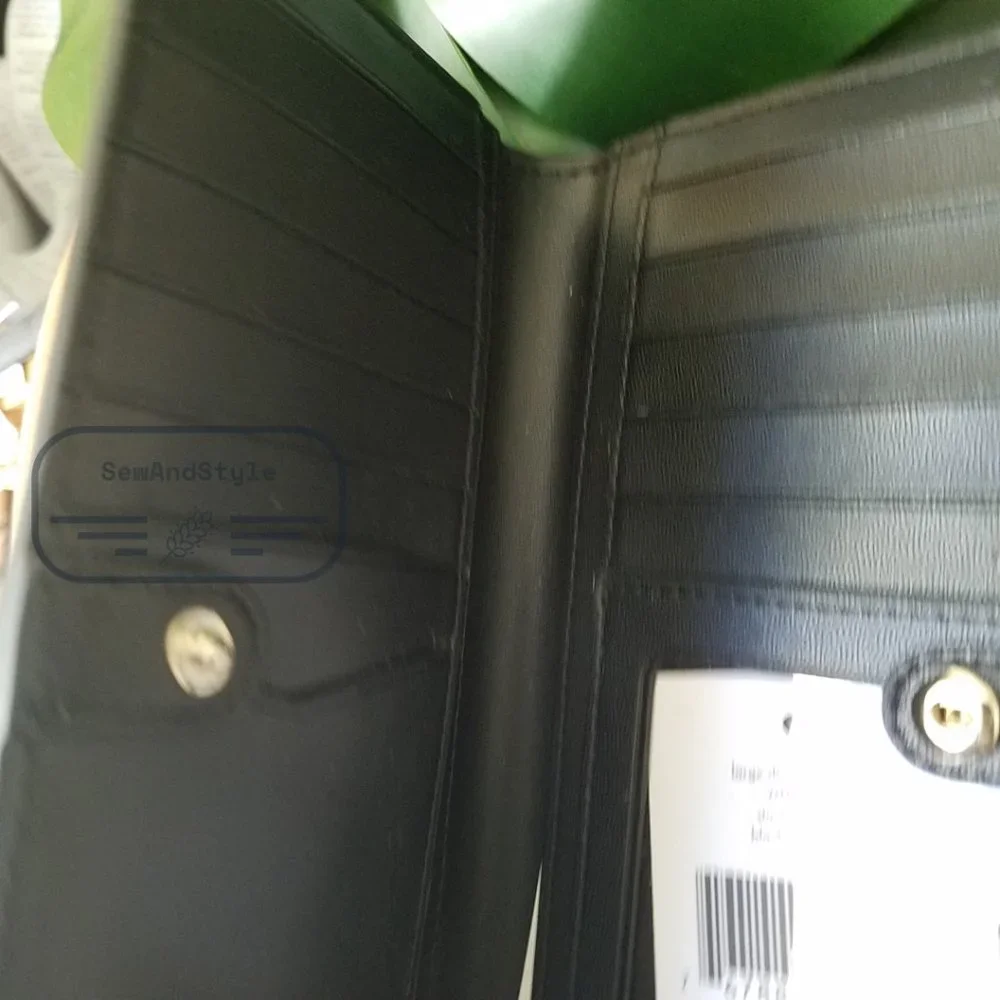 Kate Spade NWT Kate Spa Staci Ditsy Buds Large Slim Bifold Wallet in Black - Picture 9 of 14